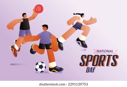 Group Of Sports Player, Football, Basketball, Athelete, International Sports Day, Vector, Illustration