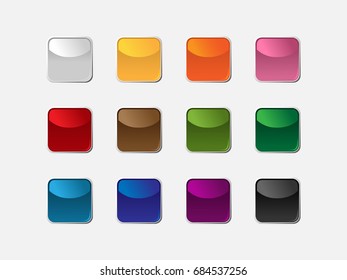Group of square buttons of different colors