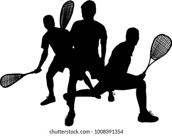 Group of squash people black silhouette vector