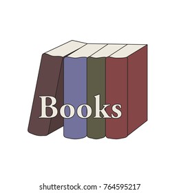 group of standing books retro color flat simple icon with text books vector illustration
