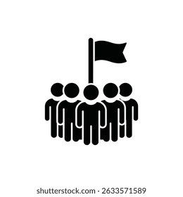 Group Standing Under Flag Team Goal Icon for Achievement