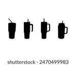 Group of Stanley Cup Silhouette isolated white background. Vector Illustration