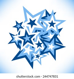 Group of stars of different sizes tapped at a random angle. Template for making patterns.