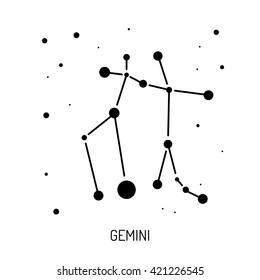 Group of stars forming a constellation. The constellation is made in a linear style. Constellation as part of astronomy. Constellations and astrology. Constellations and isolated in the vector