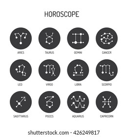 Group of stars forming a constellation. The constellation is made in a linear style. Constellation as part of astronomy. Constellations and astrology. Constellations and isolated in the vector