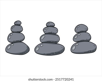 Group of stone. Pile of minimalist tower. Wellness and calm symbol. Rock pyramid and zen balance with stability