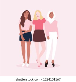 Group of strong women vector