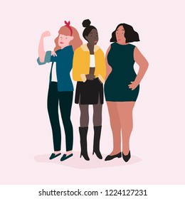 Group of strong women vector