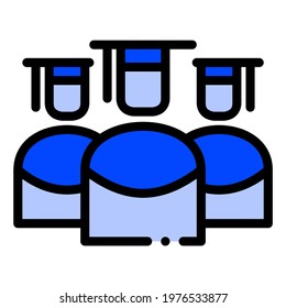 Group of Student Icon in Blue Filled Outline. Graduation, Diploma, University Symbol