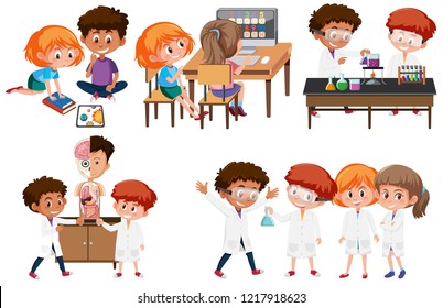 Group of student learning illustration