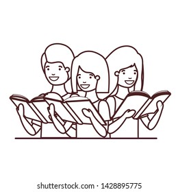group of student with reading book in the hands