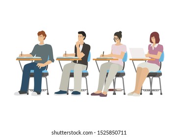 A group of student. Simple flat illustration.