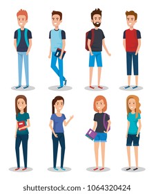 group of students with books