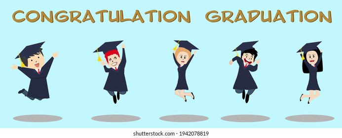 A group of students is celebrating their graduation. By showing signs of joy by jumping off the ground 