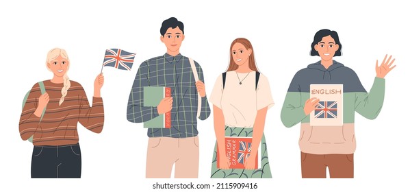 Group of students. Education, English study, foreign language courses