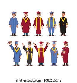 group of students graduated characters