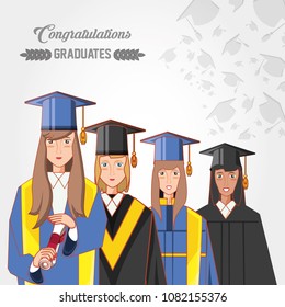group of students graduated characters