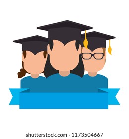 group of students graduated characters