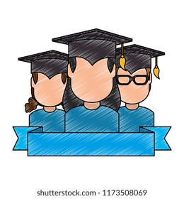 group of students graduated characters