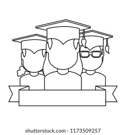 group of students graduated characters