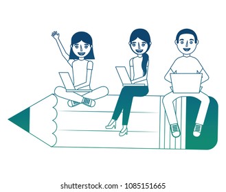 group students sitting in pencil