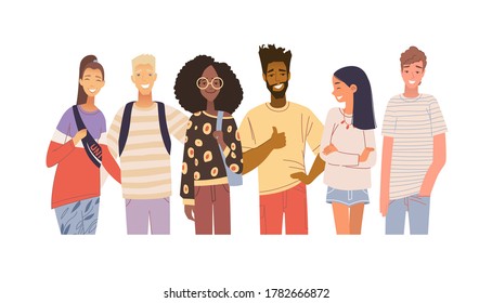 Group of students Stock Vector cartoon illustration