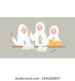 estudiantes de grupo estudian juntos ilustración plana vectorial de caricatura