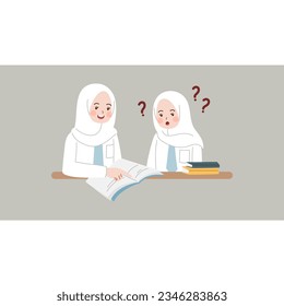group students study together cartoon vector flat illustration
