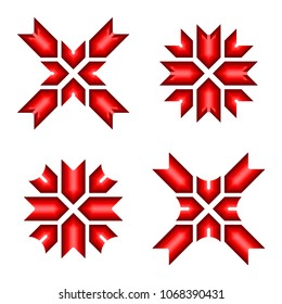A group of stylized arrows with different directions in shades of red