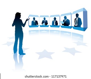 Group of successful businesspeople having a teleconference