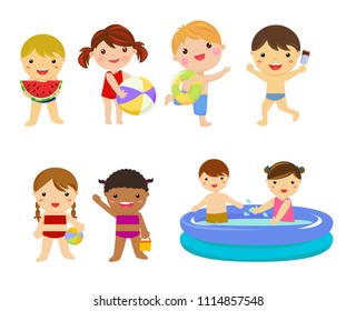 Group of summer children collection