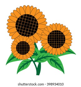 Group of sunflower vector illustration