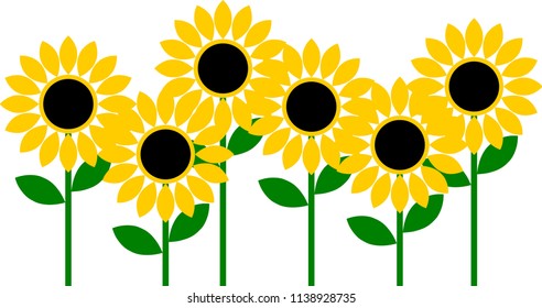 Group of Sunflowers Icon. Vector image.