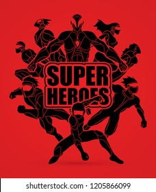 Group Of Superhero Action Graphic Vector.