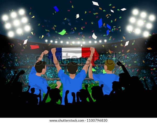 Group Supporter Hold France Flag Among Stock Vector (Royalty Free ...