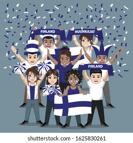 Group of Supporters from Finland National Football Team 