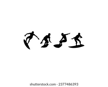 Group of Surf silhouette isolated white background. Vector Illustration