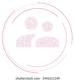 Símbolo de grupo lleno de puntos rosados. Estilo de puntillismo. Ilustración del vector sobre fondo blanco