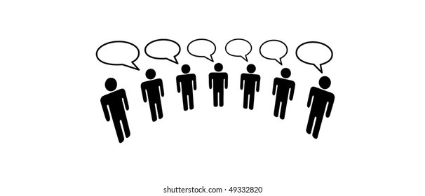 A group of Symbol People in a  Media Social Network connect to communicate and blog.