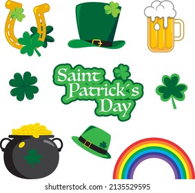 Group of symbols of saint Patrick´s day