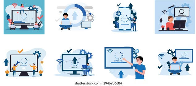 Group of System Update Flat Design