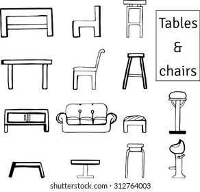 Group of table and chair vector set