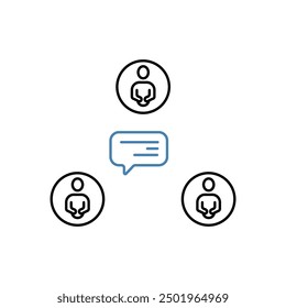 Icono de línea de concepto de conversación grupal. Ilustración de elemento simple. diseño de símbolo de esquema de concepto de conversación grupal.