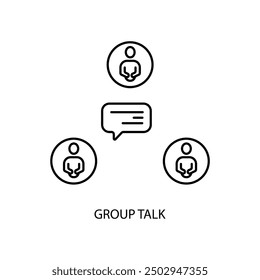Icono de línea de concepto de conversación grupal. Ilustración de elemento simple. diseño de símbolo de esquema de concepto de conversación grupal.