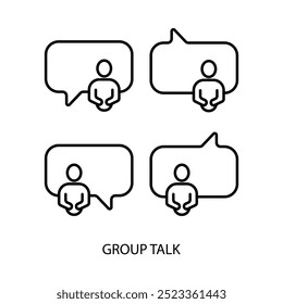 ícone da linha de conceito do group talk. Ilustração de elemento simples. design de símbolo de esboço de conceito de conversa em grupo.