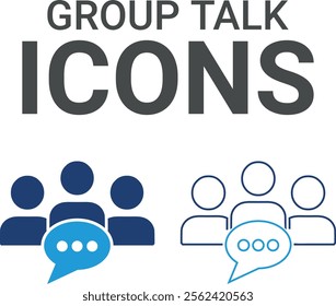 Group talk icons. Containing speak, phone, mail, contact, chat, website, satellite, radio, antenna, message and more. Solid icons collection, vector illustration.