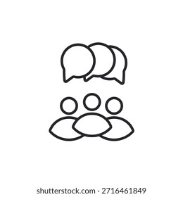 group talk icons outline and Flat Style,transparent background