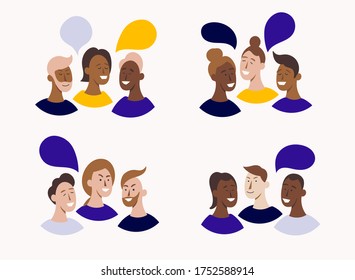 Group of talking people. People with different emotions