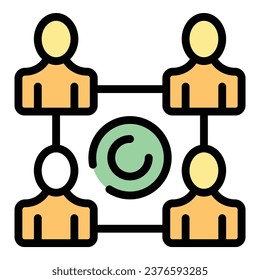 Group team icon outline vector. Cost idea. Advantage decision color flat