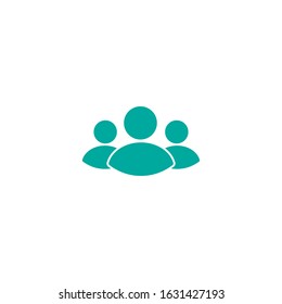 Group or team icon. three blue human figures. Flat people icon isolated on white. User avatar pictogram. Isolated on white. Vector illustration. people symbol